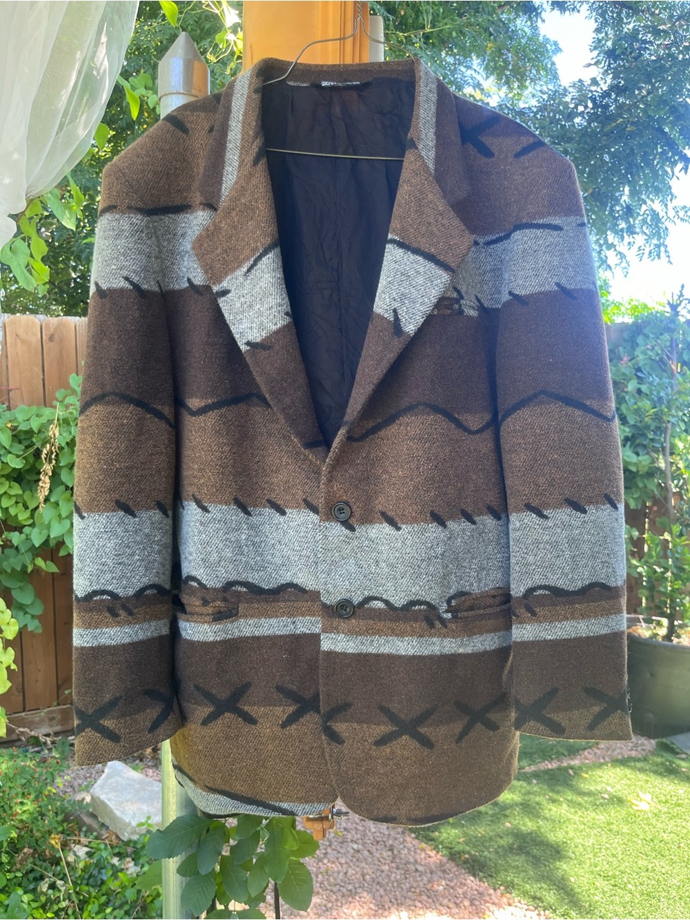 Silverado Vintage Wool Western Sport Coat Blazer Mens 42R Cowboy Blanket Stitch